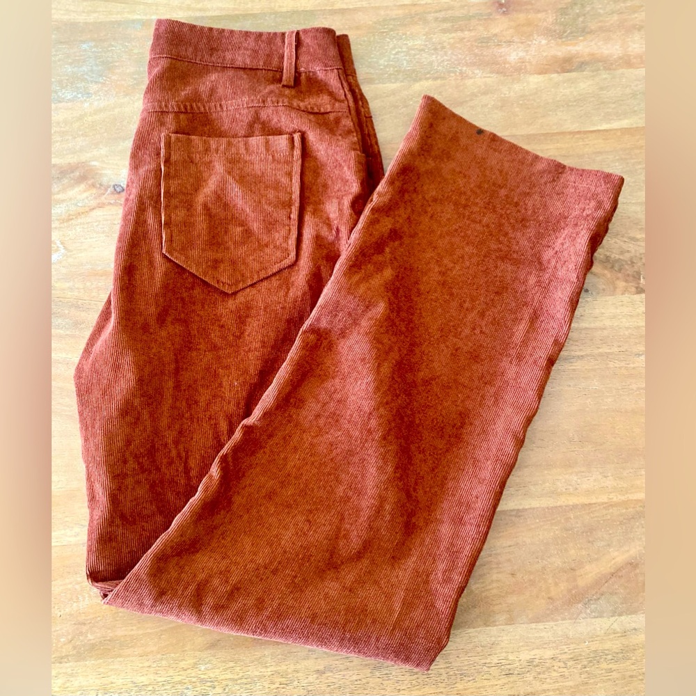 Thin chord Romwe bootcut pants.